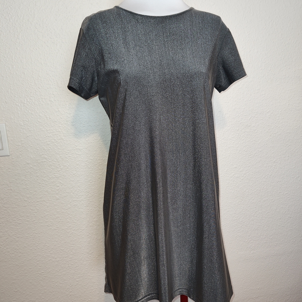 Vintage Shimmering Silver Short Sleeve Dress